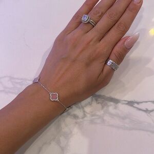 197. Rachel Zoe sterling silver pink Clover Bracelet